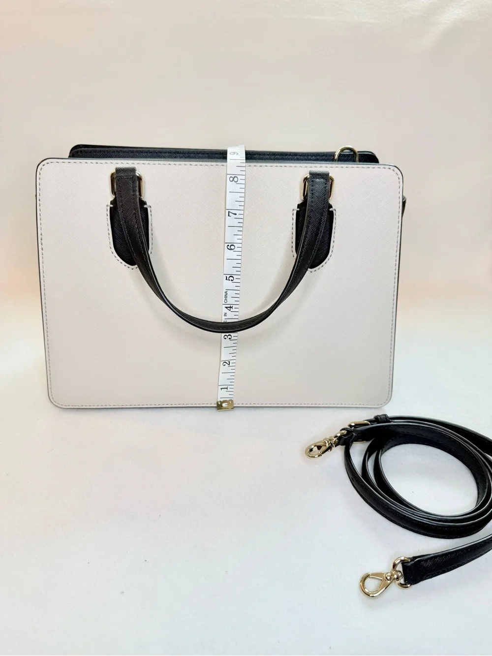Kate Spade Black and Cream Two-Tone Structured Satchel